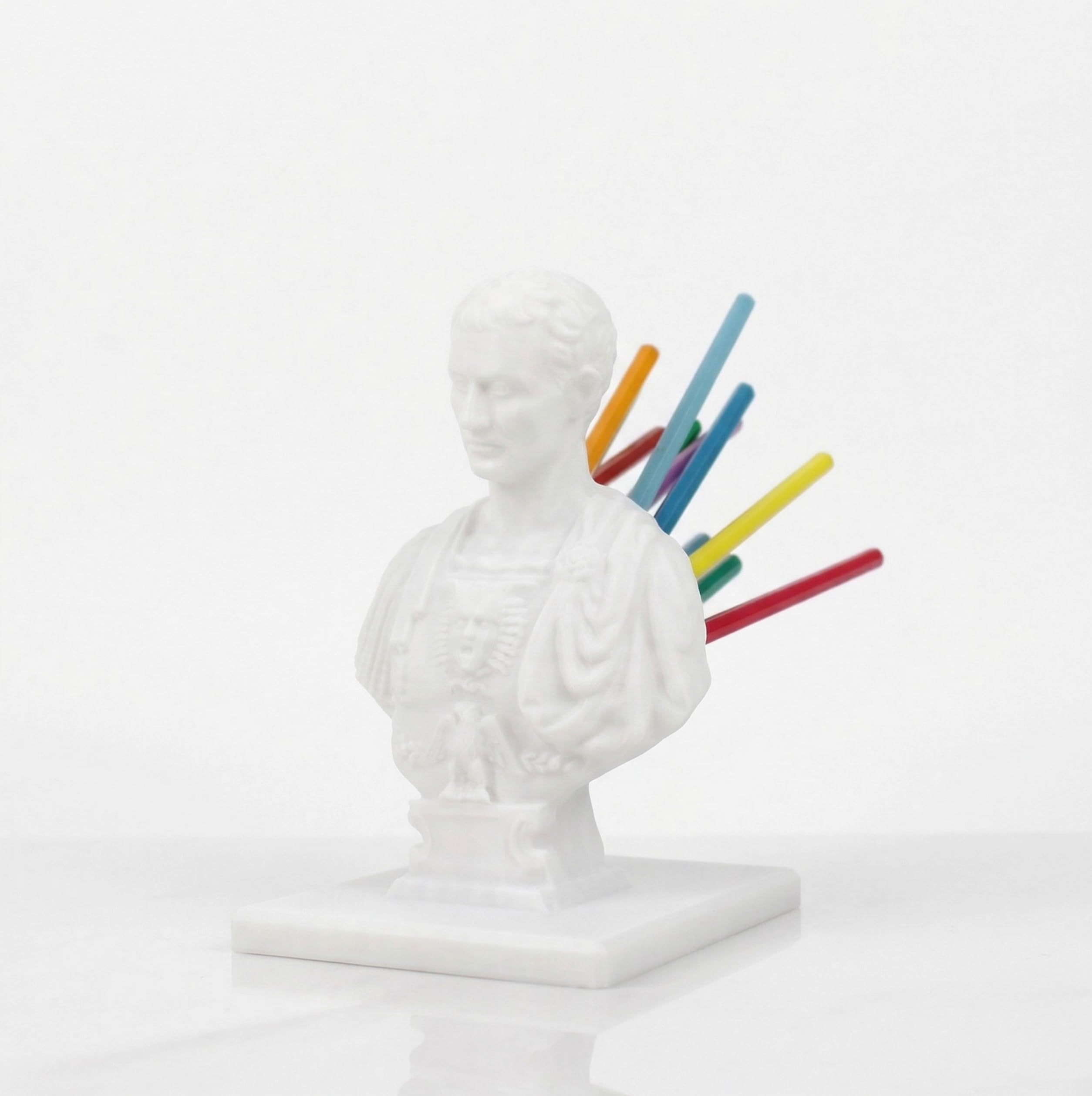 Naturalspring White Julius Caesar Pen Holder | Bust Statue Pen Holder | Creative Caesar Desk Pen Holder | Stationery Accessories | Jc110