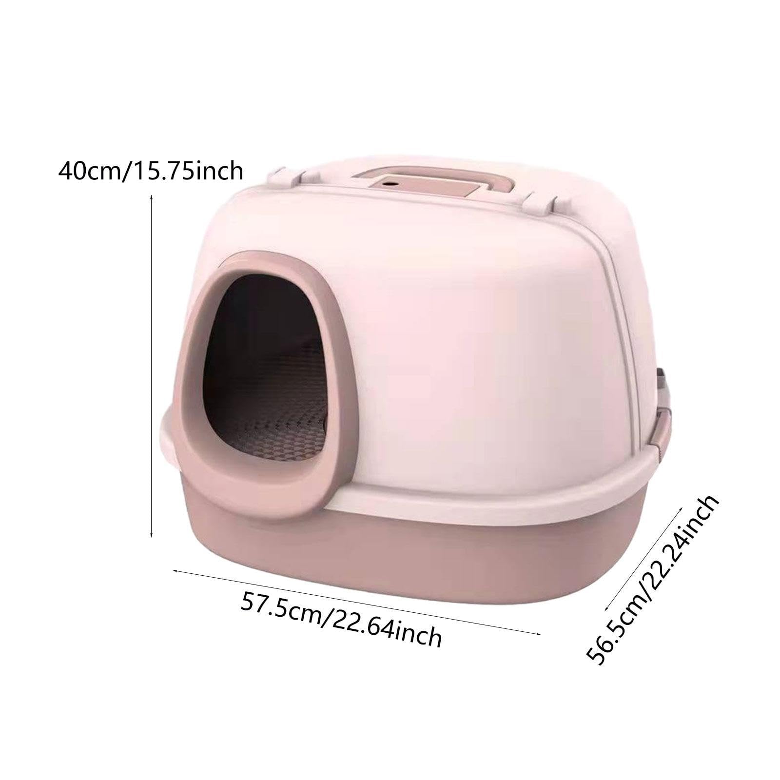 Katzenklo mit Eingang Vollständig Umhausete Katzentoilette Katzenstreu Box Haube Spritzschutz Aus PP Pflegeleicht mit Tür für Innenbereich Ka, Rosa