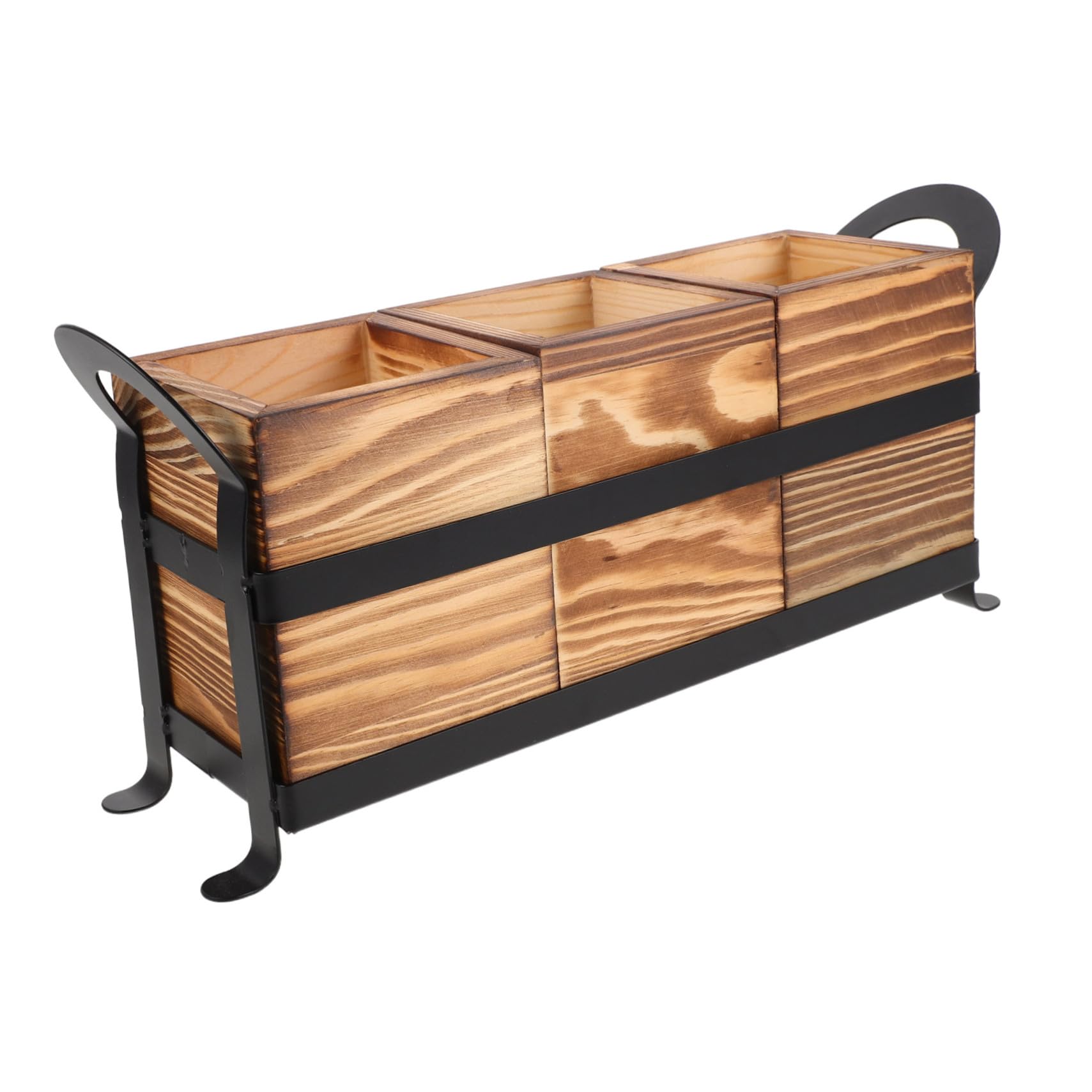 Alipis Porte-ustensiles Bois Massif avec Compartiments Organisateur de Couverts et Pinceaux de Maquillage pour Comptoir de Cuisine Support Rustique pour Cuillères Fourchettes et