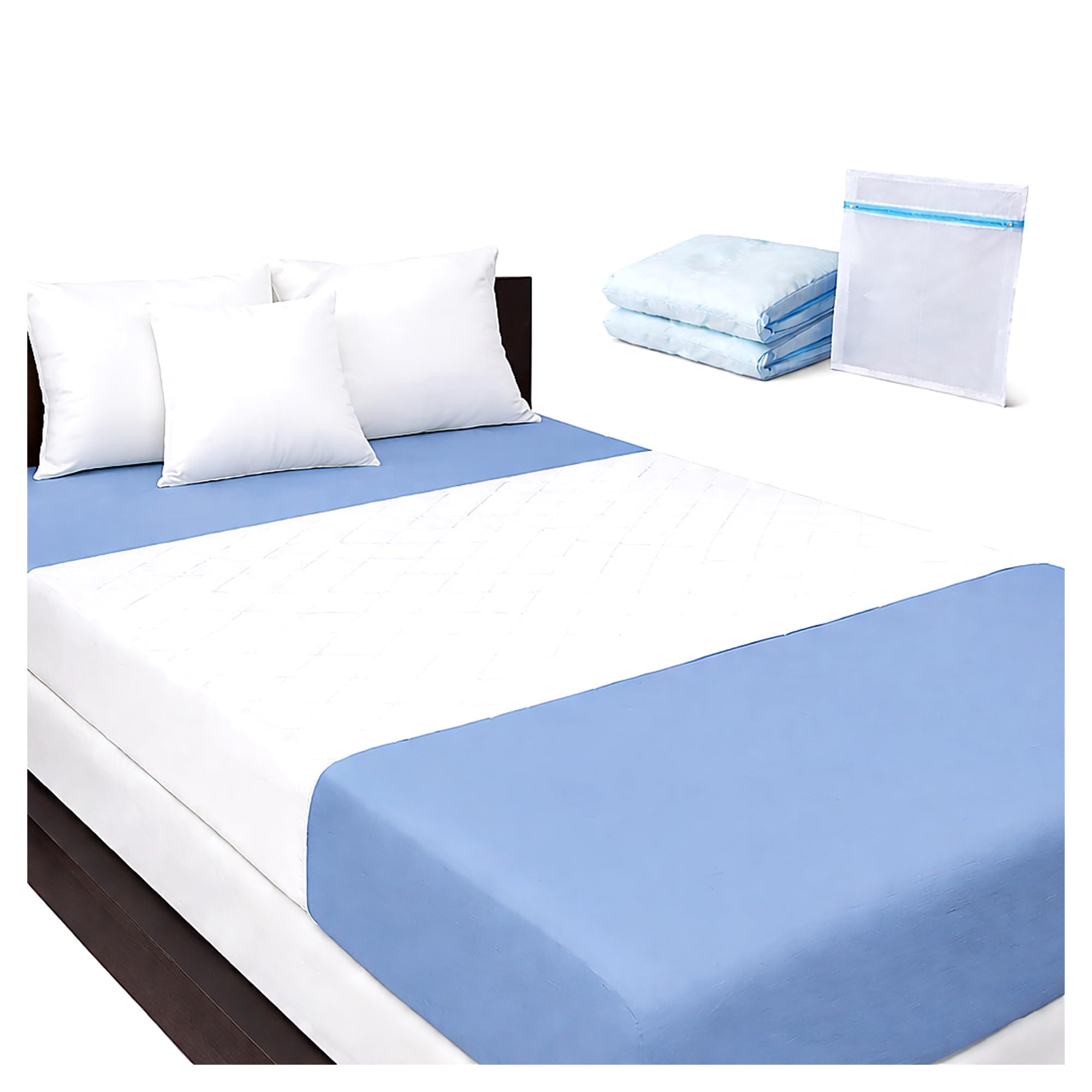 2 Empapadores Cama Adultos Lavables con Alas - (135x80cm) - Empapador Protector de Cama - Impermeables y Súper Absorbentes - Salvacamas - con Bolsa para Lavar Ropa Delicada.
