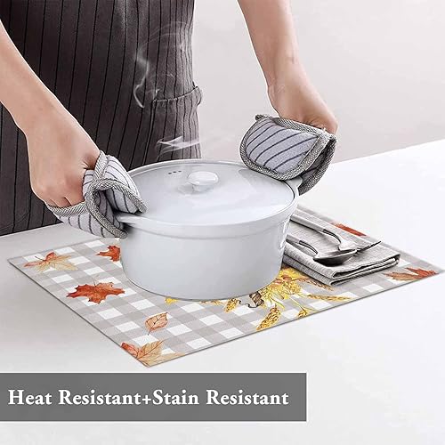 Vista 418 de Juego de 6 manteles individuales rojos para el día de San Valentín, diseño de corazón de San Valentín, resistentes al calor, lavables, manteles