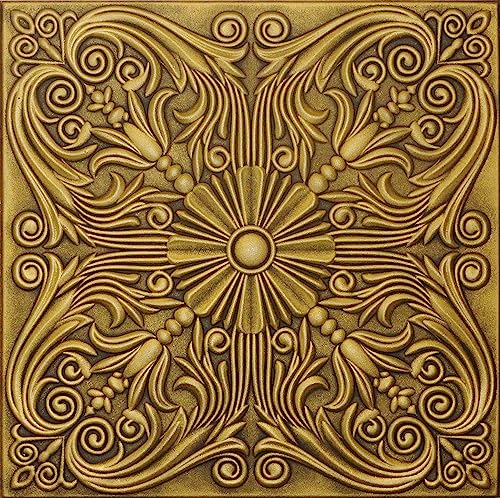 R39AG Antique Gold 20x20 Amazing Styrofoam Tin Look Ceiling Tiles Easy to Glue Up On Any Type of Surface