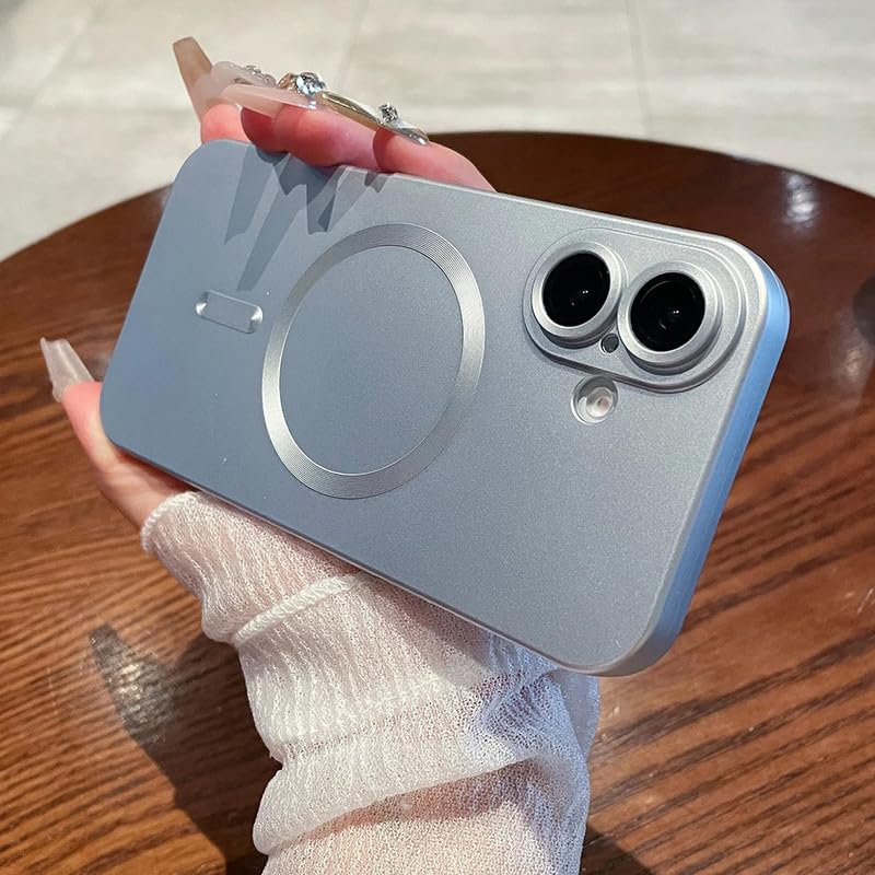 Image of LuxuryKase Premium MagSafe Case for iPhone 16 | Shockproof & Anti-Scratch Cover | Soft Silicone with Wireless Charging | Camera Lens Guard - Silver