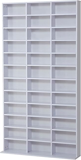 HOMCOM CD/DVD Storage Shelf Storage Unit for 1116 CDs Height-Adjustable Compartments 102 x 24 x 195 cm White