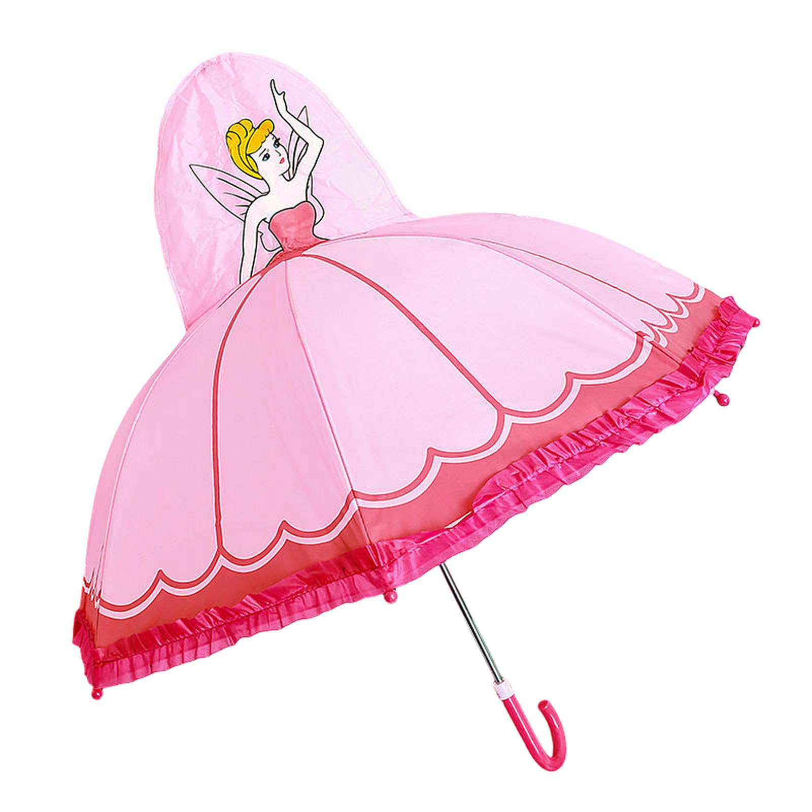OonMan kids umbrella Children'S Umbrella Girl Kid Baby Long Handle Children'S Umbrella-Pink Princess 02