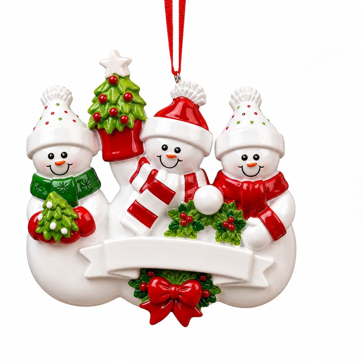 iDIY Family Christmas Ornament 2026, Snowman Ornament with Pen, Write Your Own Names and Year, Resin Christmas Tree Decoration, Family Keepsake Gift, 3-Person Design