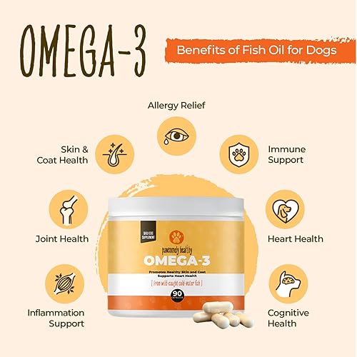 Miniatura 2 de Pawsomely Healthy Aceite de pescado omega-3 para perros, aceite de anchoa capturado en la naturaleza, alto EPA y DHA, apoya la piel, el abrigo, las