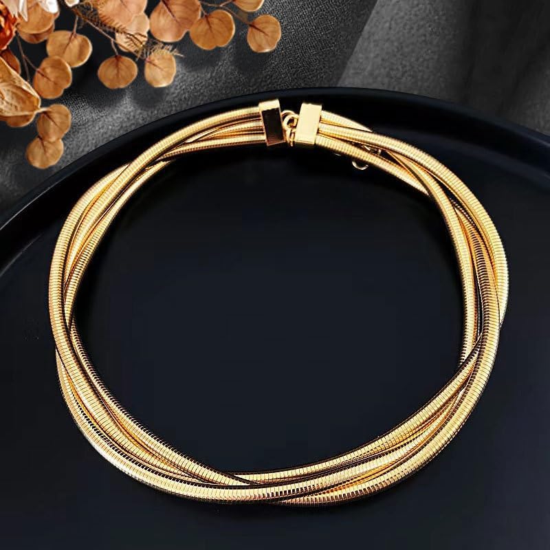 Multilayered Chunky Choker Necklace for Women Punk Stainless Steel Snake Bone Wrap Necklace Collar Necklace Punk Hip Hop Spring Collar Necklace, Prom Jewelry - Image 5