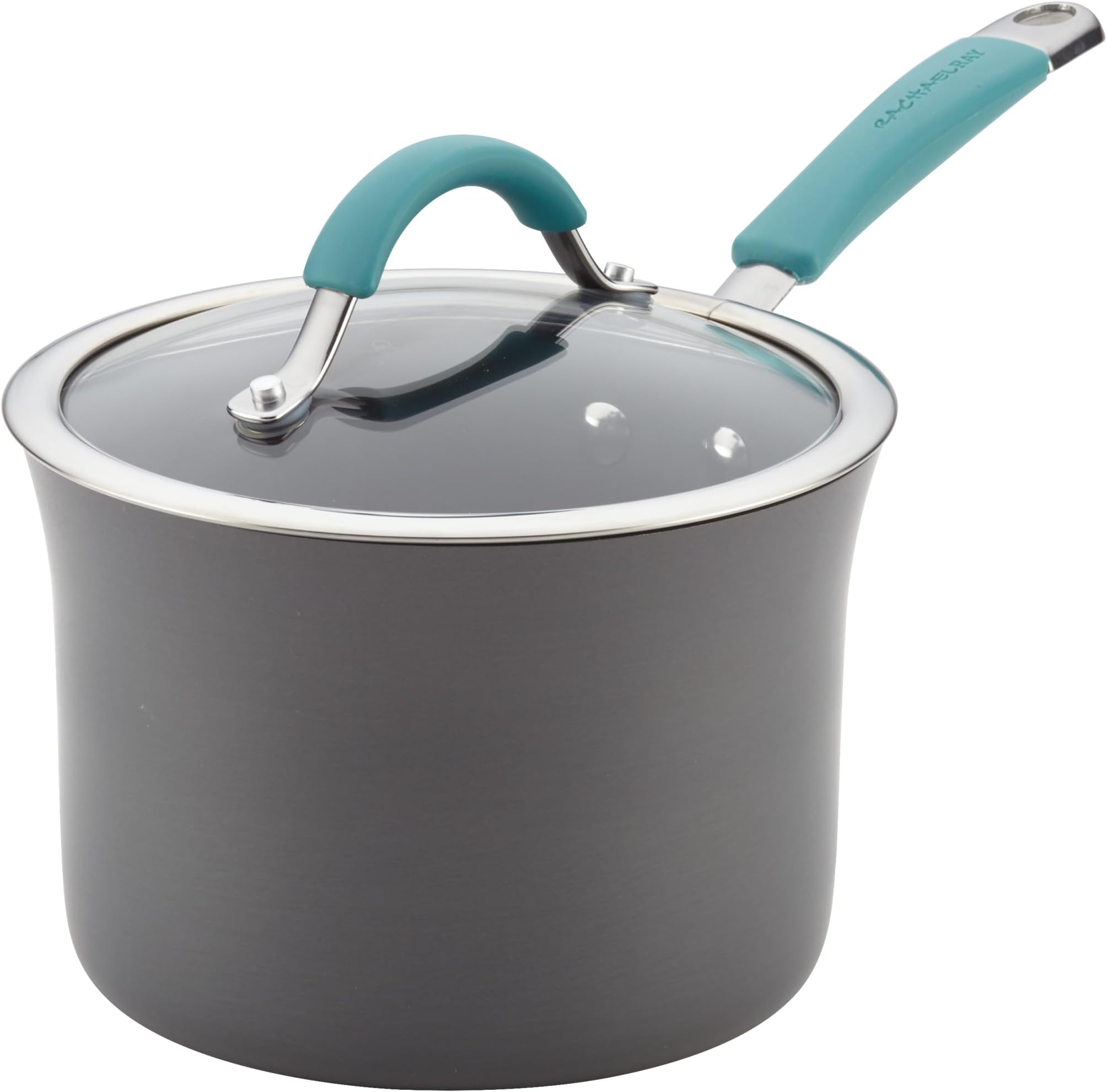 Rachael Ray 87658 Cucina Hard Anodized Nonstick Sauce Pan/Saucepan with Lid, 3 Quart, Blue