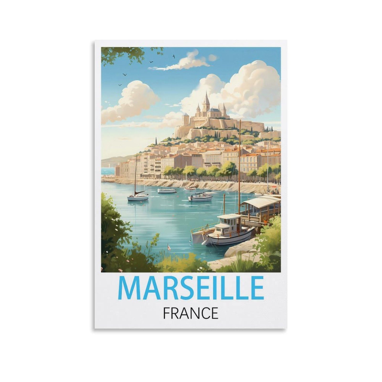 Metal Tin Sign Plaque Poster,Marseille Frances,Art Plaque Poster Wall Decor for Home Tool Room Bar Club Restaurant Cafe 15x30cm