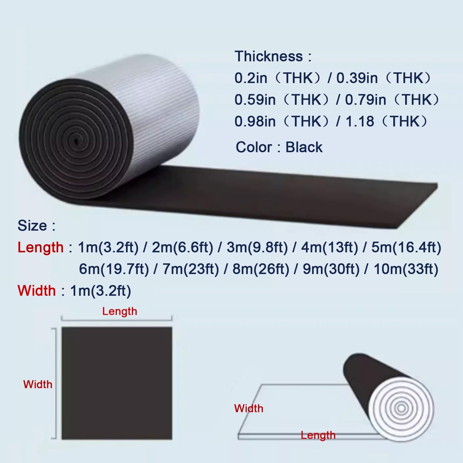 Isolamento in Schiuma di Alluminio Riflettente Autoadesivo, Pannelli Riflettenti Termici in Rotoli，Materassini Isolanti，Anti-Uv Stuoia Fonoassorbente.(1*4m/3.2*13ft,5MM(THK))