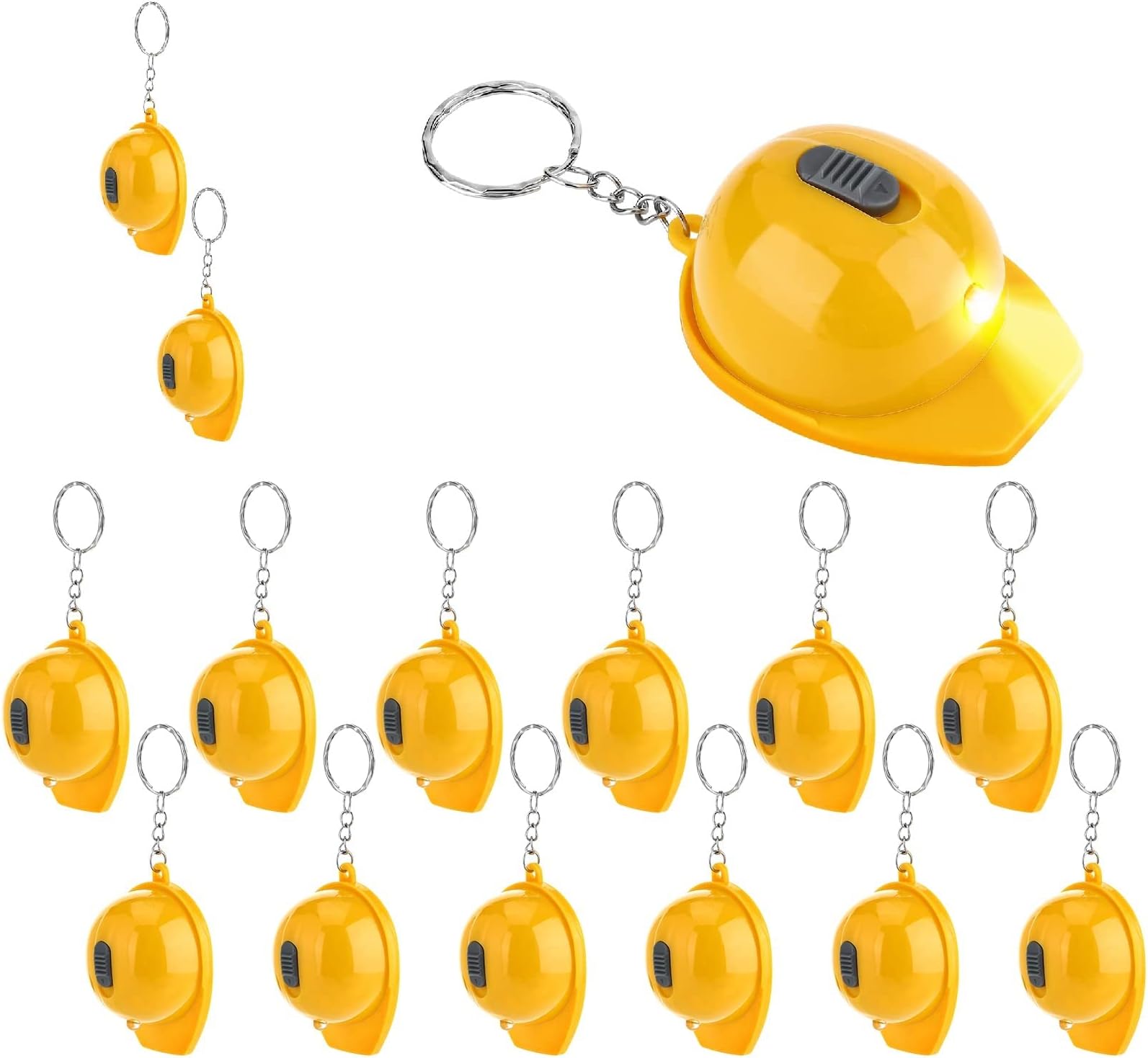 TERRIFI Construction Party Favors Mini Flashlight Construction Key Chains, Small Safety Hat Keychain for Kids Construction Themed Birthday Party Gifts Prizes Supplies (15PCS)