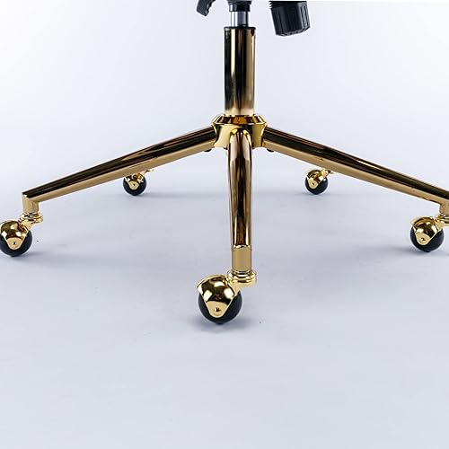 Miniatura 6 de JINS&VICO Silla decorativa sin brazos para oficina en casa con ruedas giratorias de 360, patas de madera tapizadas con respaldo medio, silla de