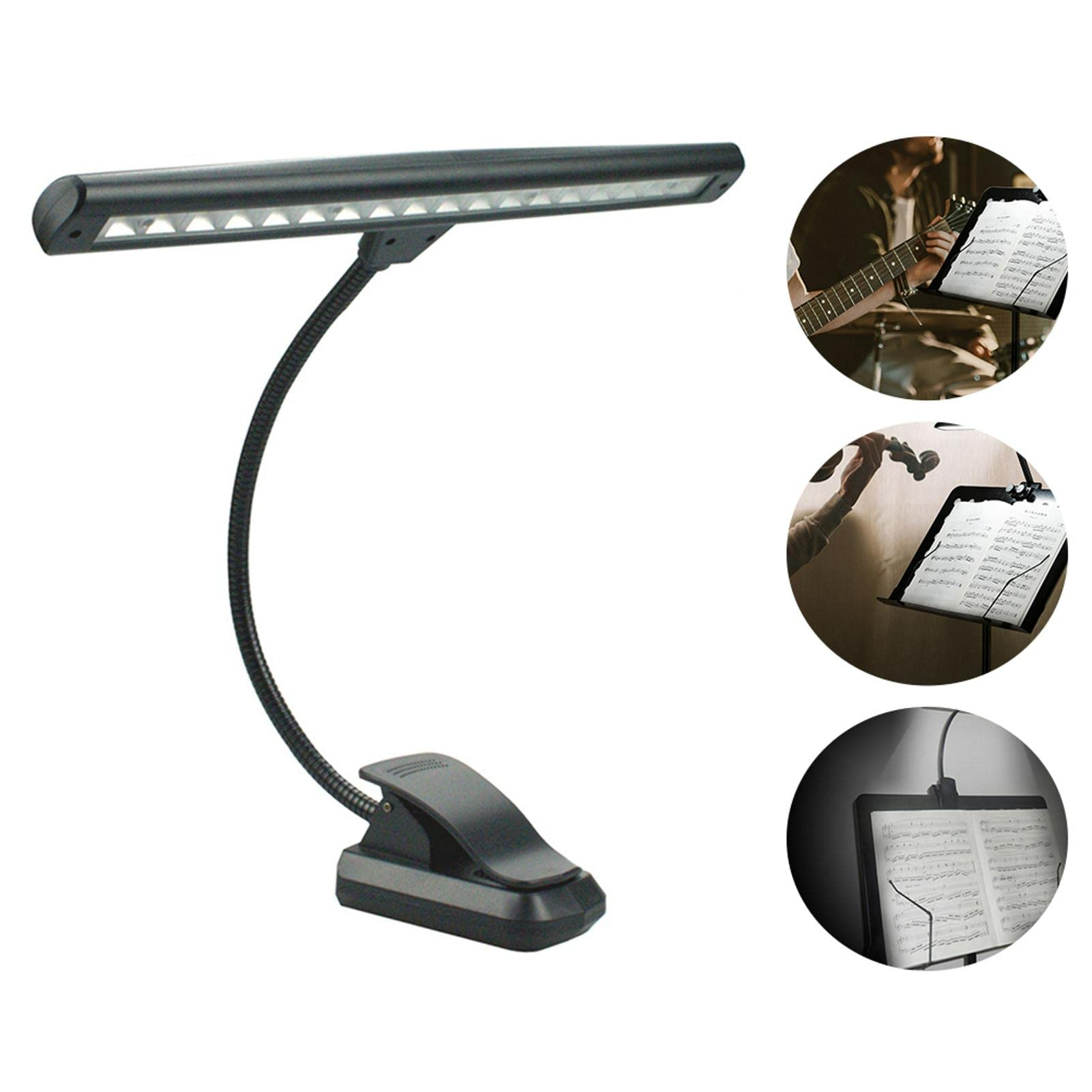 Kisbeibi Luce leggio ricaricabile, 18 LED Clip On Piano Light, 3 colori Temperatura e 2 livelli di luminosità, perfetto per pianoforte, orchestra, DJ e artigianato