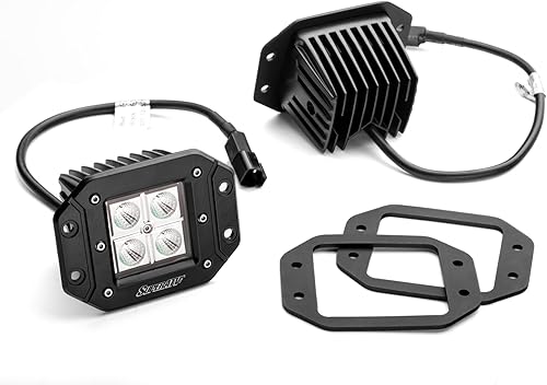 SuperATV - Luces LED tipo cubo de montaje empotrado de 3 pulgadas para UTV (ajuste universal), incluye arnés de cableado e interruptor basculante,