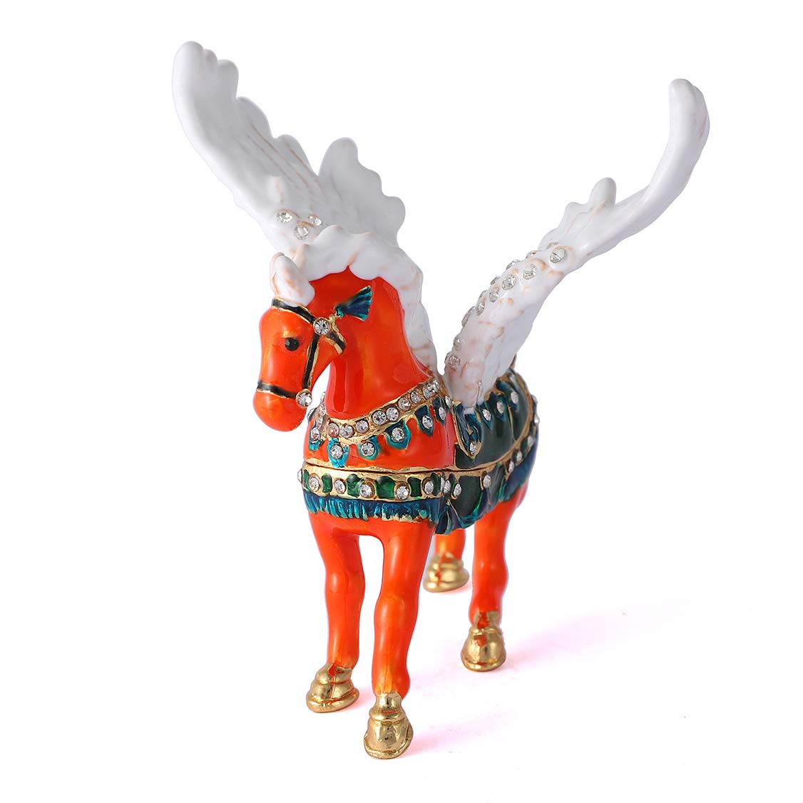QIFU Hand Painted Horse Figurine Jeweled Trinket Box with Rich Enamel and Sparkling Rhinestones, Unique Gift Home Decor