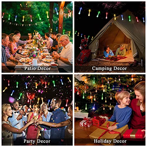 JMEXSUSS 2 Pack Solar String Lights Outdoor Waterproof, Total 41.6FT 60 LED Teardrop Water Drop Solar Light, Multi Colored Christmas Lights for Garden Patio Yard Tree Party Christmas Decorations