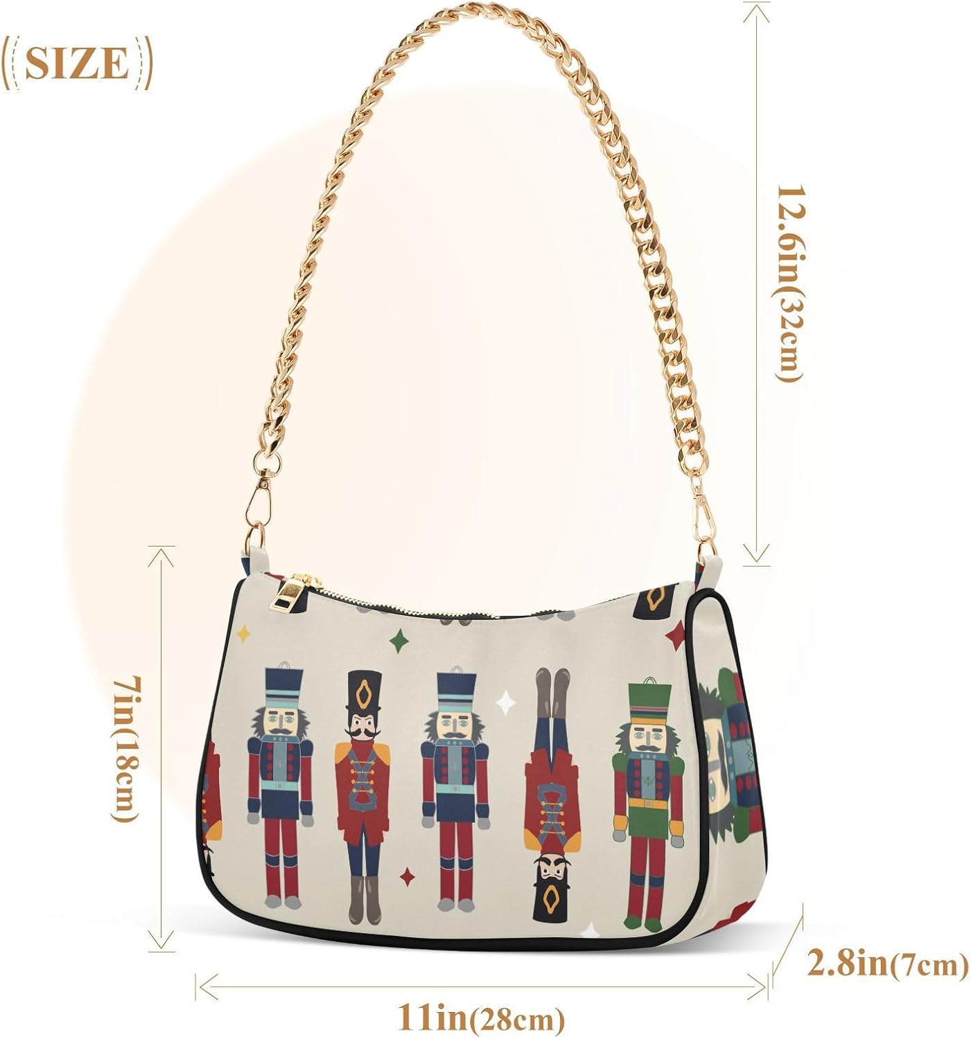 Shoulder Bag Xmas Nutcracker Funny Cartoon Women Clutch Handbag Shoulder Purch Date Chain Bag Tote Bag Spring Holiday Birthday Gift for Girlfriend, Wife, Lover - Image 3