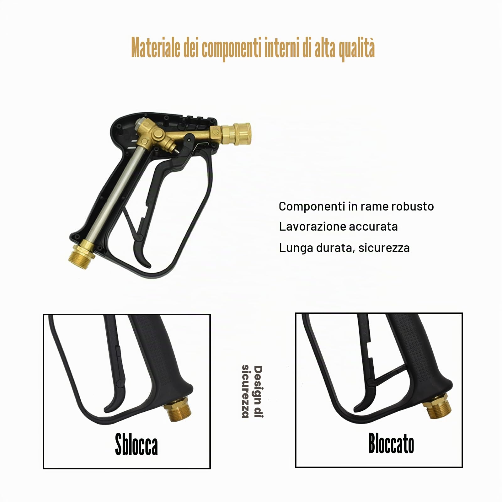 Pistola per Idropulitrice ad Alta Pressione, 5000PSI Pistola per Schiuma per Idropulitrice con 5 Ugelli di Spruzzatura, M22 14MM al Connettore Rapido per Karcher Tubo Lavaggio Auto