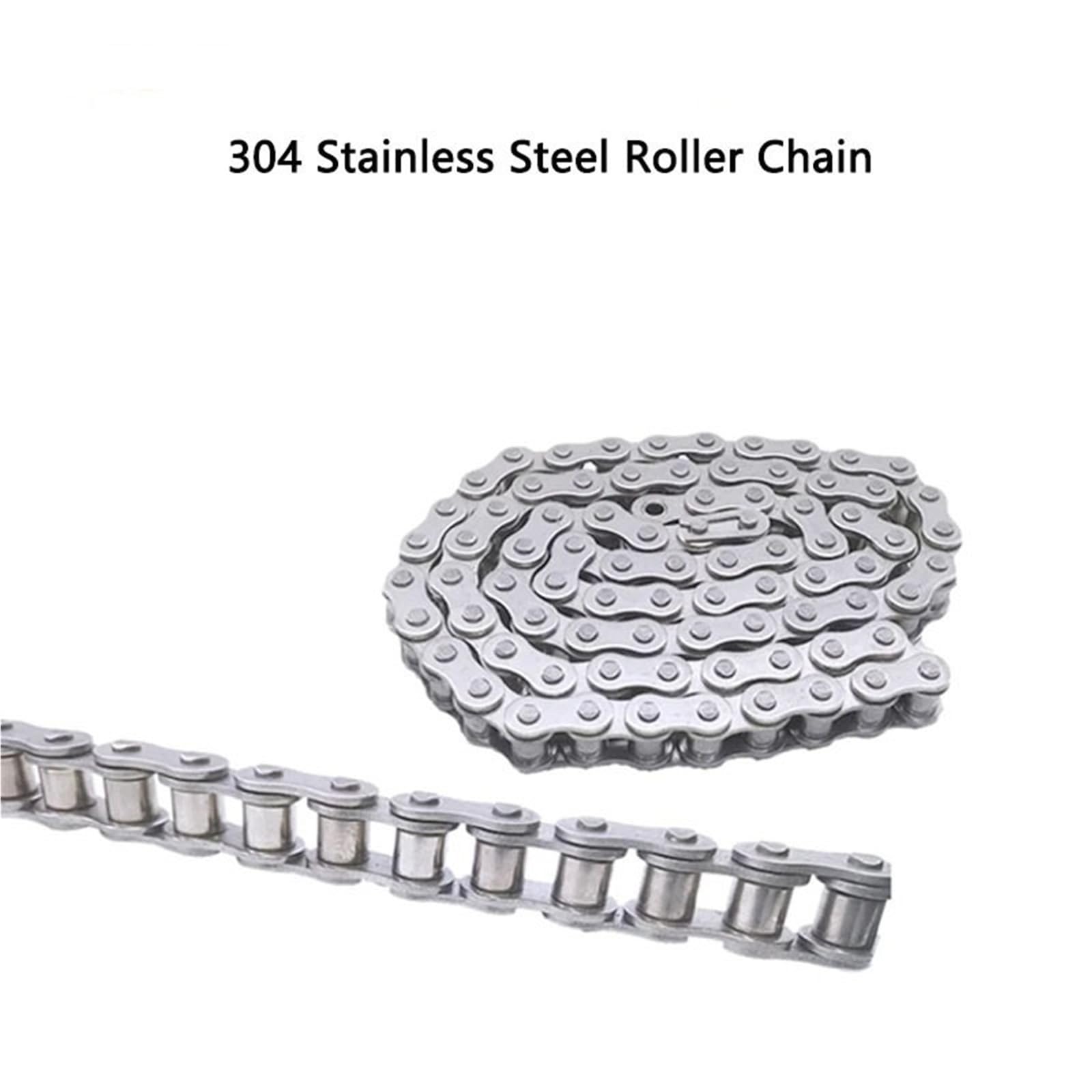 Rollenkette Aus Kohlenstoffstahl 0,5/1/1,524 Meter 304 Edelstahl Short Pitch Rollenkette Industrielle Übertragungskette 04C 05B 06B 06C 08A 08B 10A 10B 12B(1 Meter,08B-1)