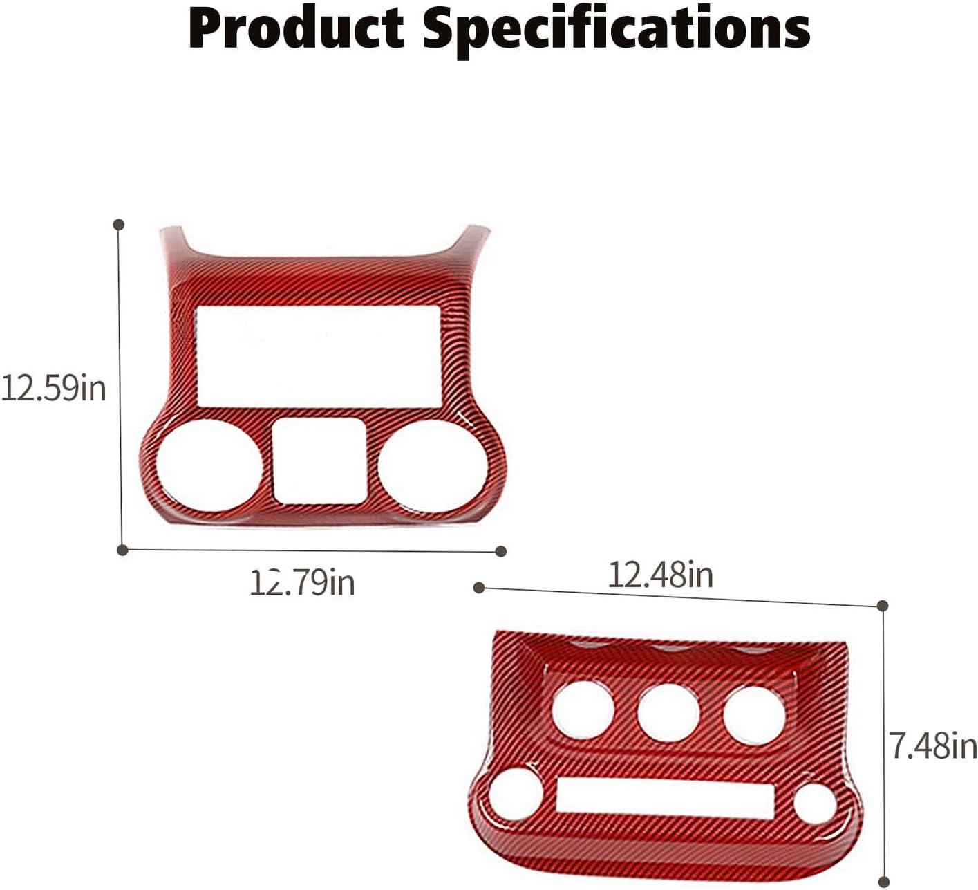 RT-TCZ Center Console Dashboard Panel Cover Trim & Air Conditioning Switch Panel Cover Trim Kit Decoration Interior Accessories for Jeep Wrangler JK JKU 2/4 Door 2011-2017,Red Carbon Fiber