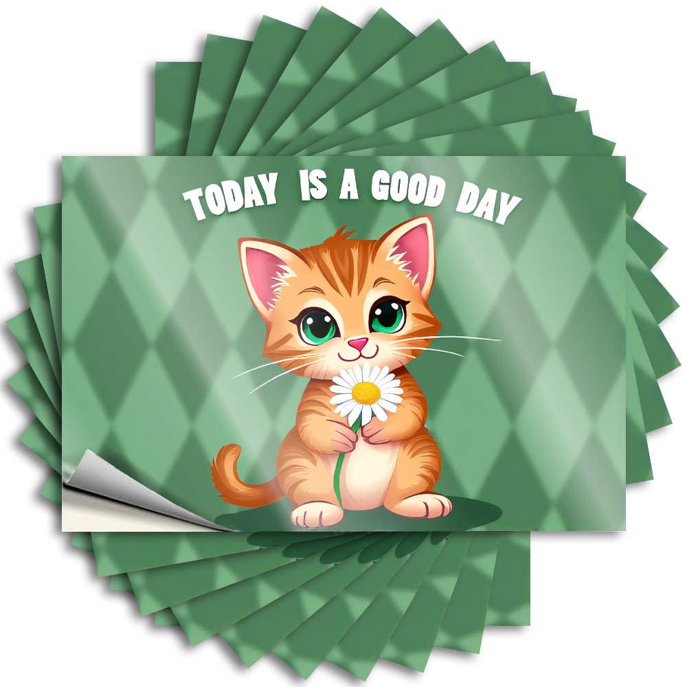 Lake House Decor Lettering Sticker - Core Sports Hard A Cute Cat Holding Daisy Flower(6X9CM)