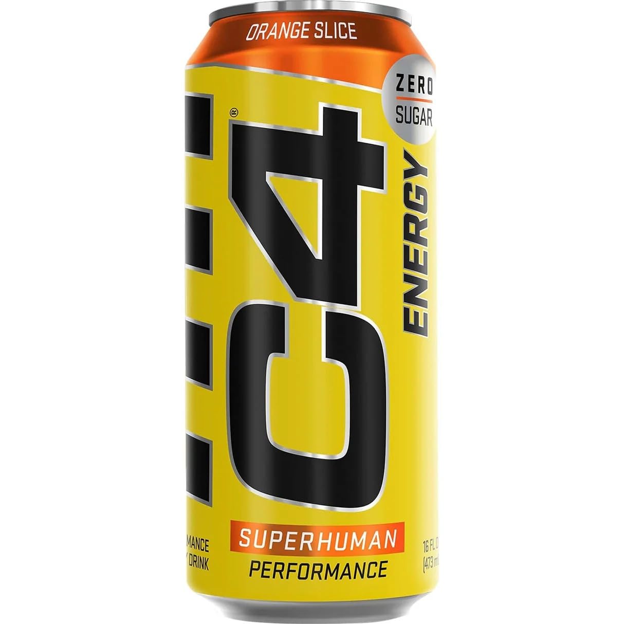 C4 Sport + Fitness Performance Energy Drink Carbonated Pre-Workout Performance Beverage with Beta-Alanine Zero Sugar, Orange Slice Flavor, 473ml Single Can