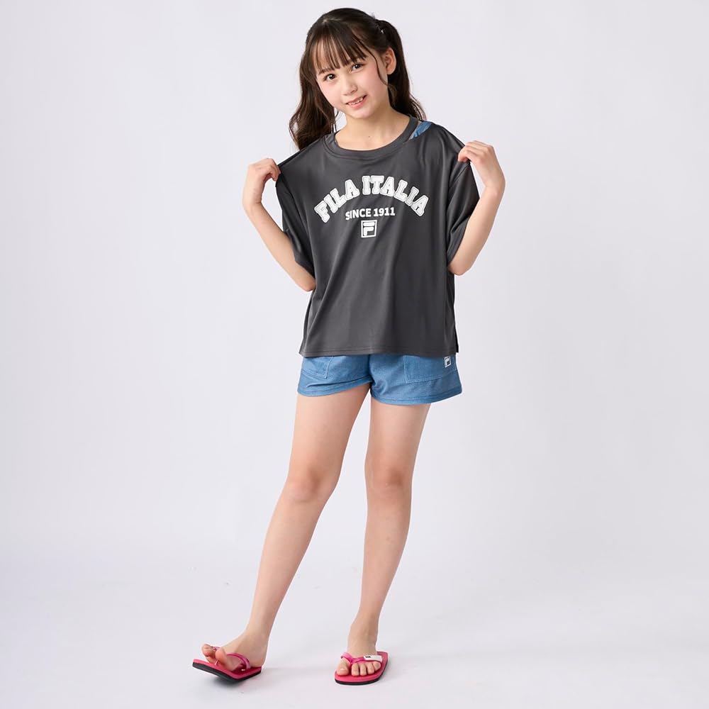 FILA ブラック Tシャツ キュロット セット Amazon.co.jp: [フィラ] カバーアップ 水着 3点セット Tシャツ