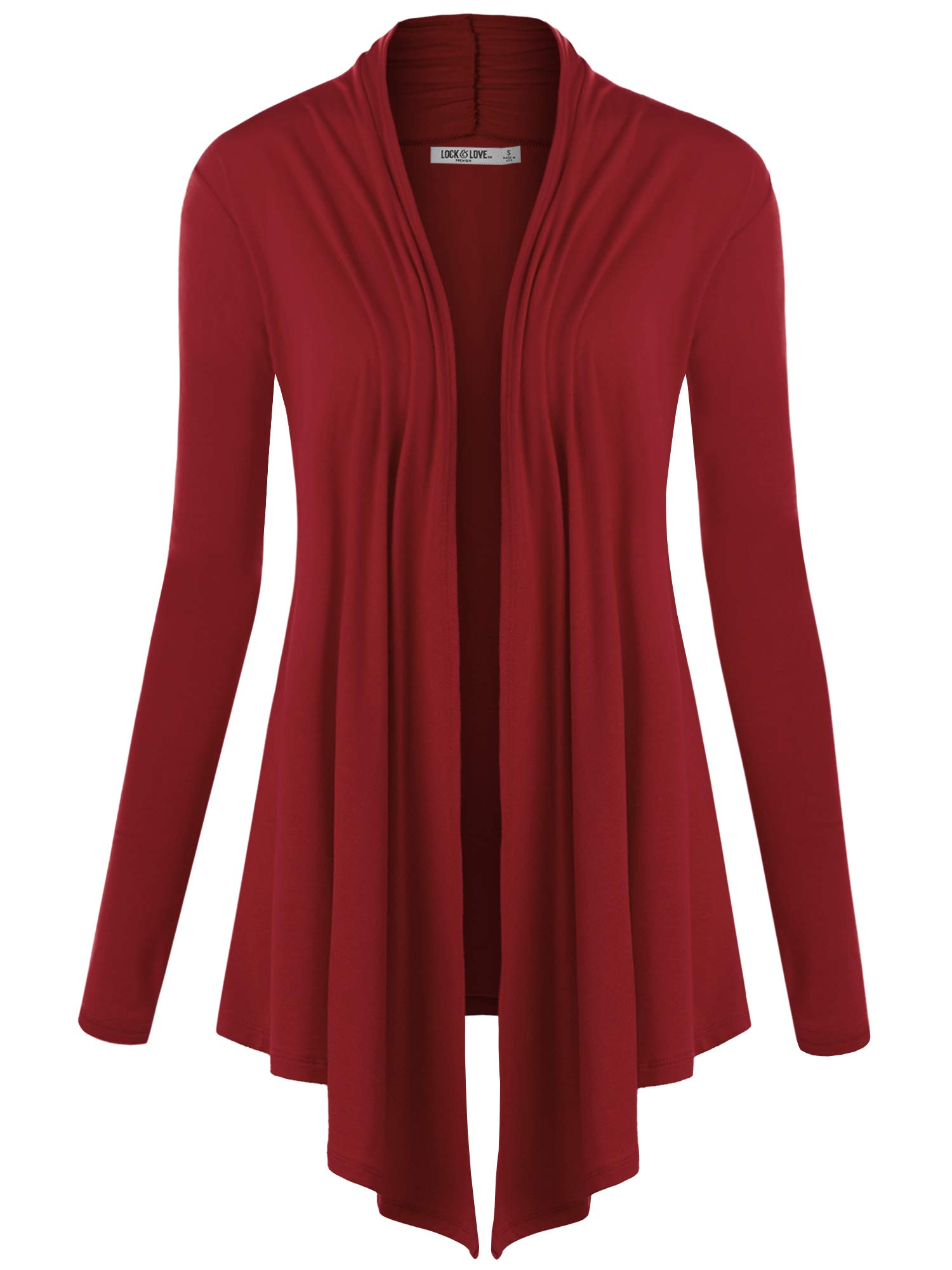 Lock and Love Women's Draped Open Front Cardigan – Lightweight Long Sleeve Asymmetrical Hem Soft Casual Duster Cover Up