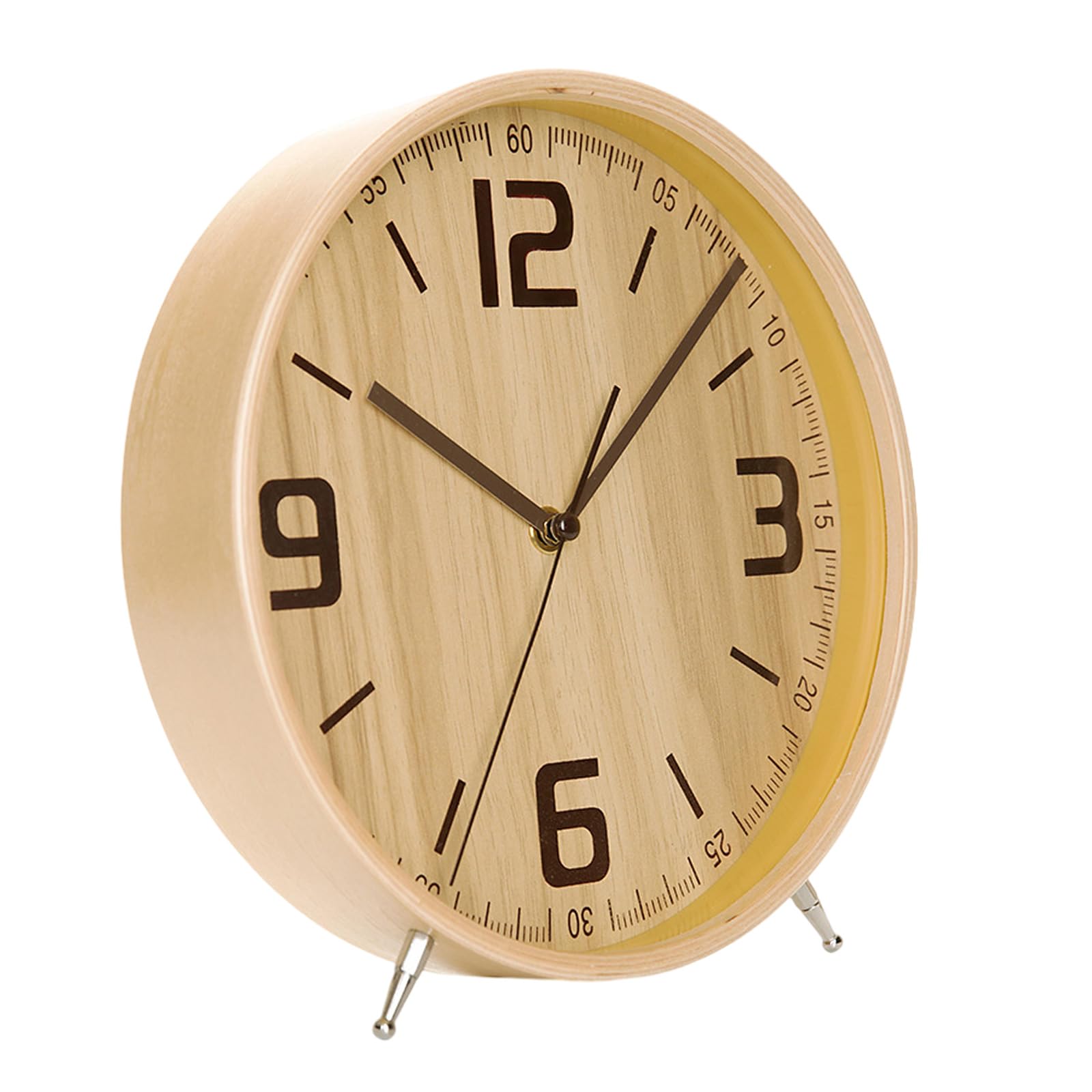 YWLUUOO Modern Wooden Analog Desktops Clock Battery Operated Simple Wall Clock with Quiet Movement Decorative Tabletop