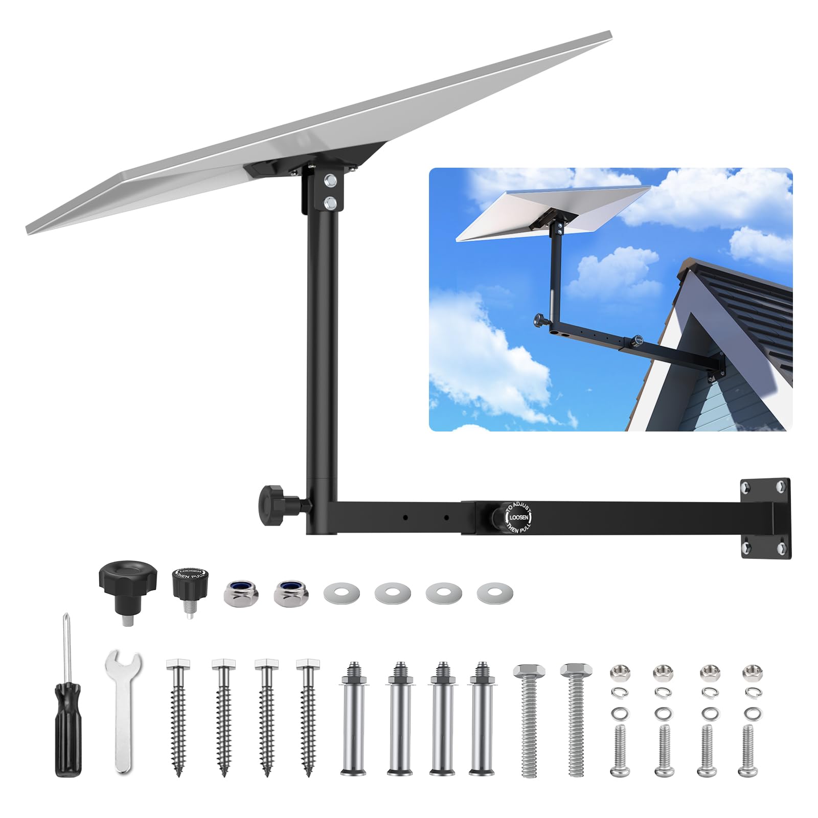 Starlink Gen 3 Mount, Starlink Pole Mount, Extension-Type Heavy Duty Starlink Long Wall Mount with 0-30° Adjustable Starlink Gen 3 Pipe Adapter for Starlink Internet Kit Satellite (19.7-27.6inch)