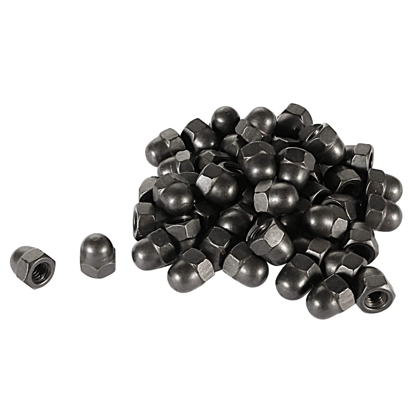 Unifizz Acorn Hex Cap Nuts,50Pcs M4 Dome Nuts Carbide Steel Hexagon Decorative Cap Nut for Screws Bolts Black