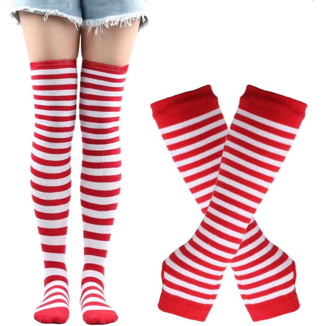 Women's Long Knitted Fingerless Gloves Thumbhole Stretch Arm Warmers