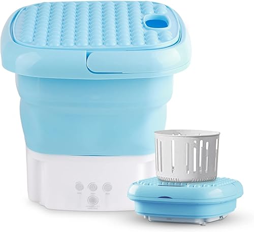 plplaaoo Lavadora plegable, lavadora portátil, mini lavadora, lavadora portátil para el hogar, apartamento, campamento, viajes, 3 modos de limpieza