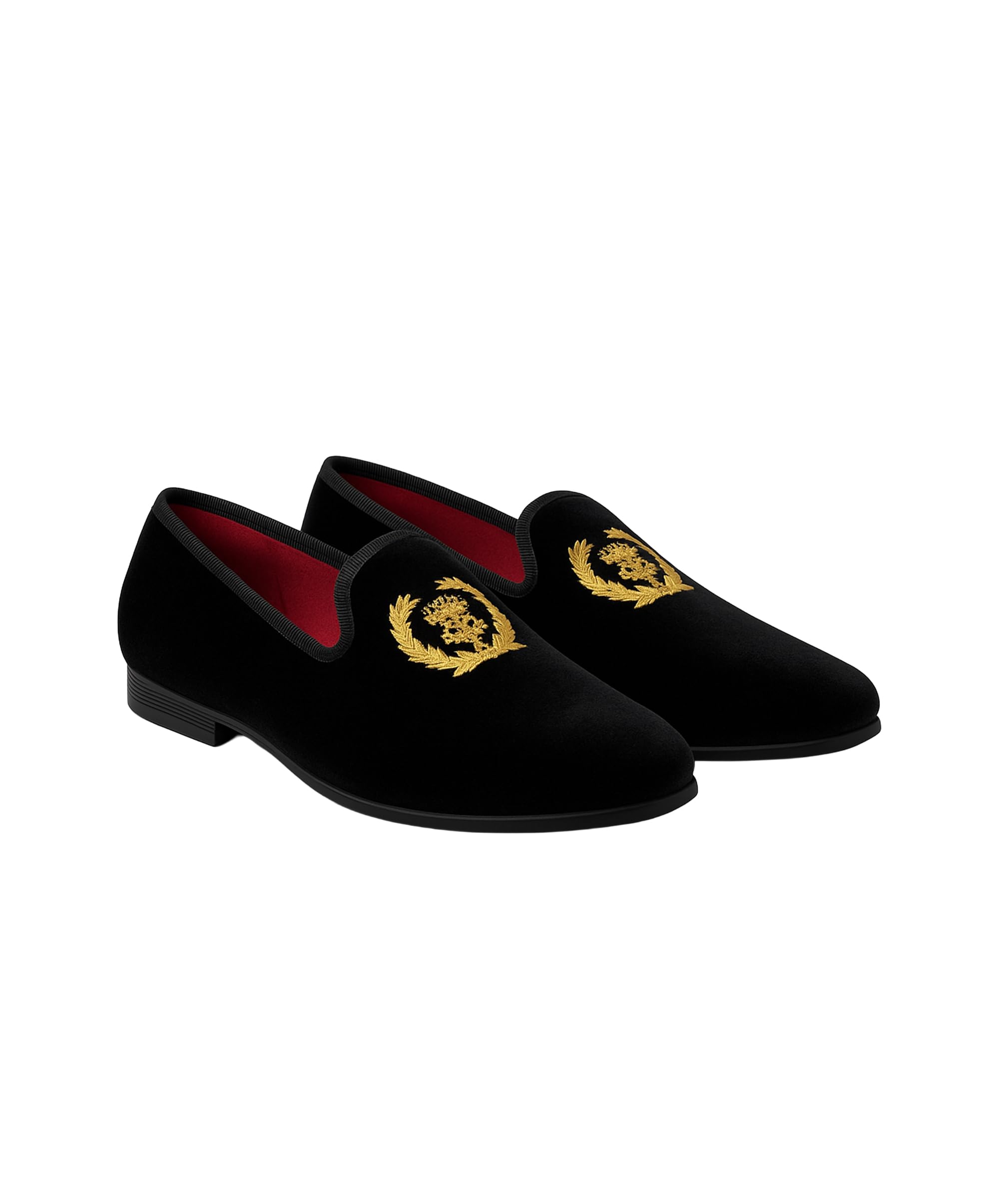 Mocasines sin Cordones con el Escudo Dorado de Terciopelo para niño, Ideales para Bodas, graduaciones, Fiestas Formales.