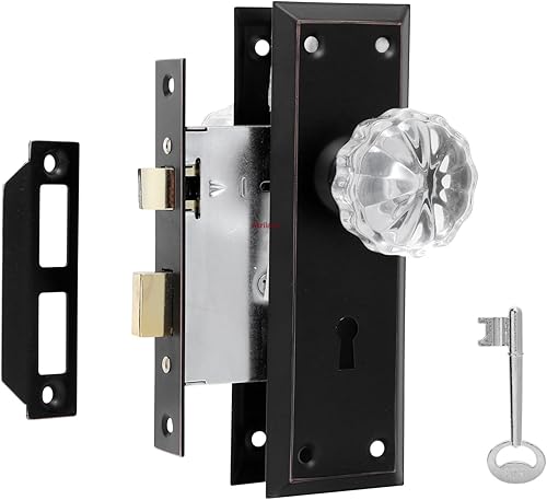 Miniatura 10 de AKRILANE Juego de cerraduras de embutir Puerta Interior Perilla de estilo antiguo y vintage con llaves - Cromo