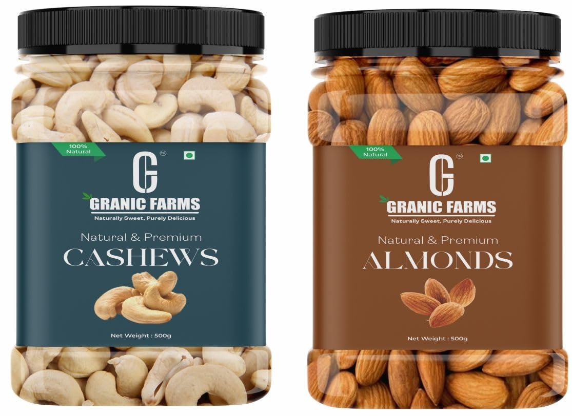 Granic Farms Dry Fruit Combo Pack | California Almonds (500gm) & Cashew (500gm) Almonds, Cashews (2 x 500 g) Premium Badam Giri & Kaju | High in Fiber & Boost Immunity| Kaju Badam Combo 1kg (B0CBXDN6RC) Amazon Price History, Amazon Price Tracker