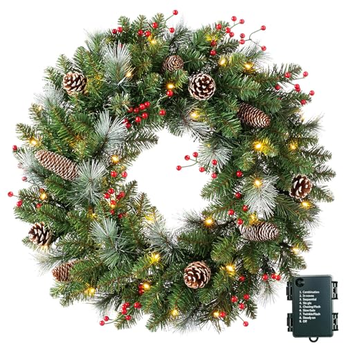 40CM Türkranz Weihnachten,Weihnachtskranz Haustür mit 30...