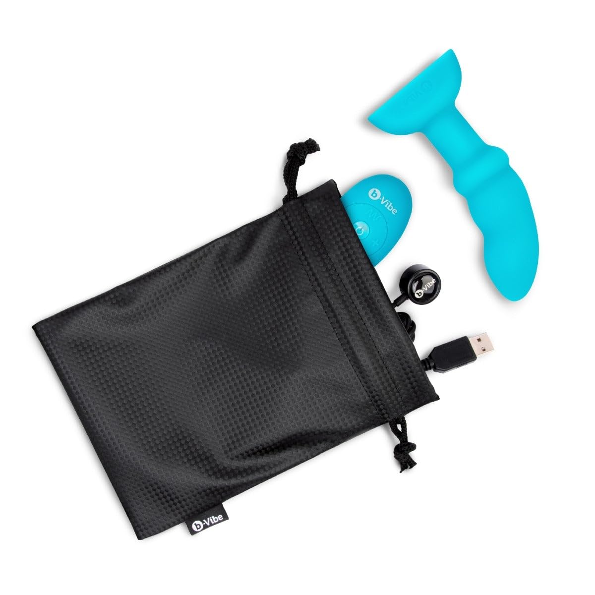 b-Vibe Spina P-Spot con telecomando - Massaggiatore prostatico vibrante e rotante, 6 velocità, 7 modalità di riming, telecomando wireless, silicone sicuro per il corpo