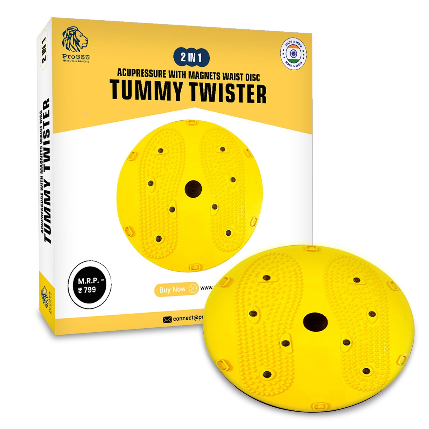 PRO365 Waist Disc Acupressure With Magnets Reflexology Slimming Abdominal 2 in 1 tummy twister Ab Exerciser (Yellow) (B0BG2Q7W52) Amazon Price History, Amazon Price Tracker
