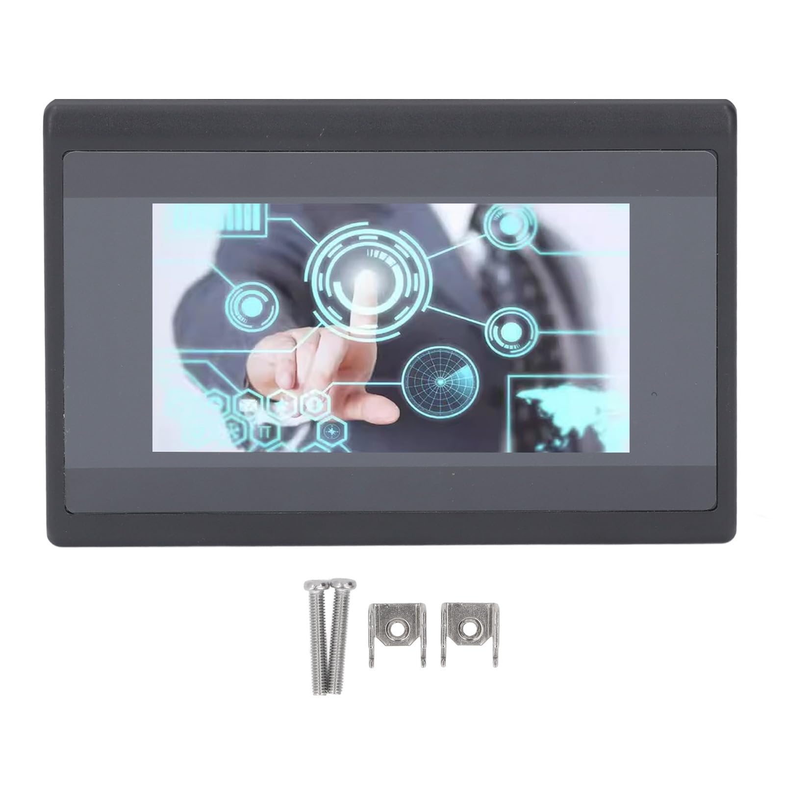 ZAWELIYO 4.3in Touch Screen PLC HMI All in One DC24V 600MHz ARM9 with 8MB DDR2 Memory CPU 2 Channel PT100 Temperature Measurement Integrated Machine