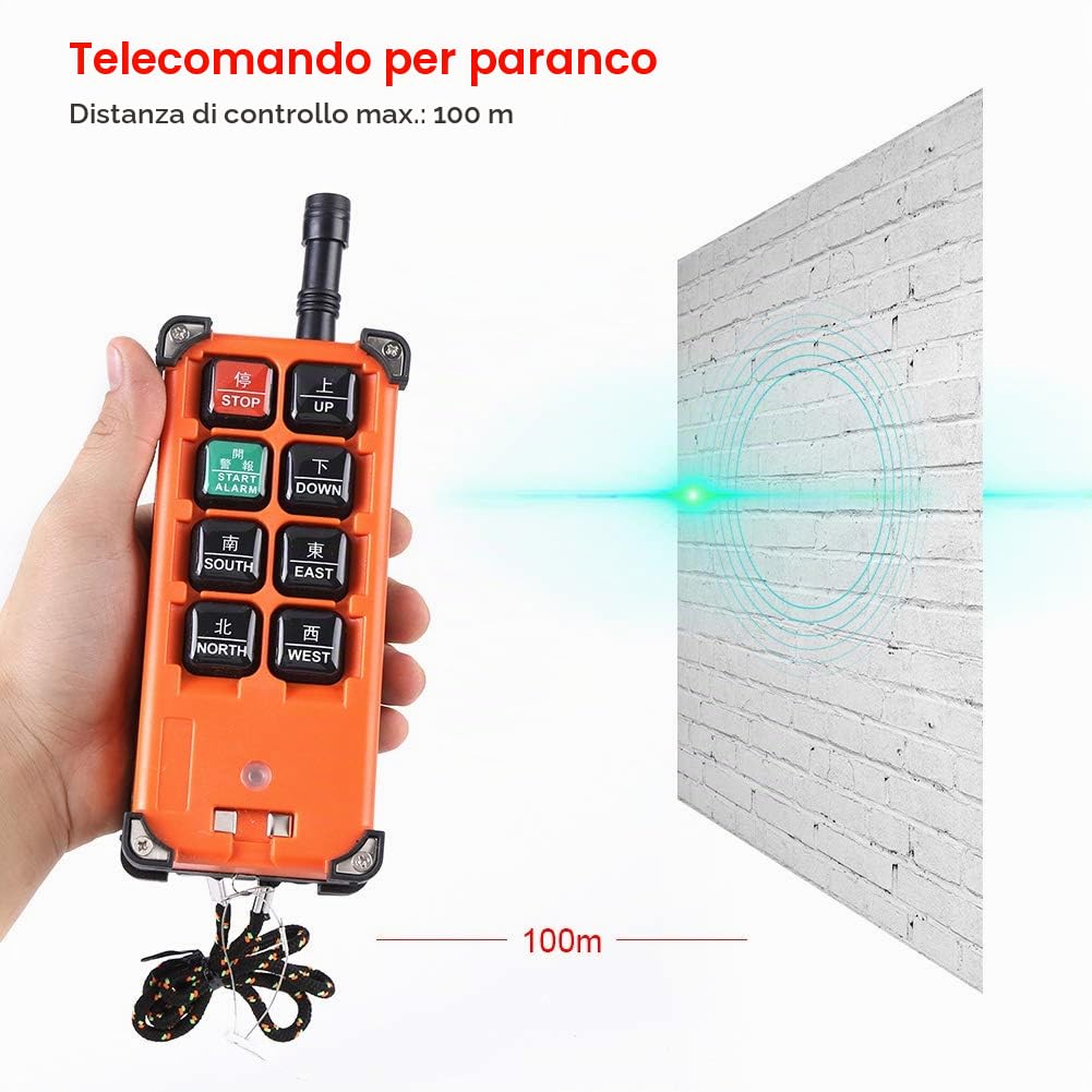 Bewinner di Radiocomando Radio a Gru a 24 V DC, 8 Canali, Set di Controllo Industriale, Trasmettitore e Ricevitore