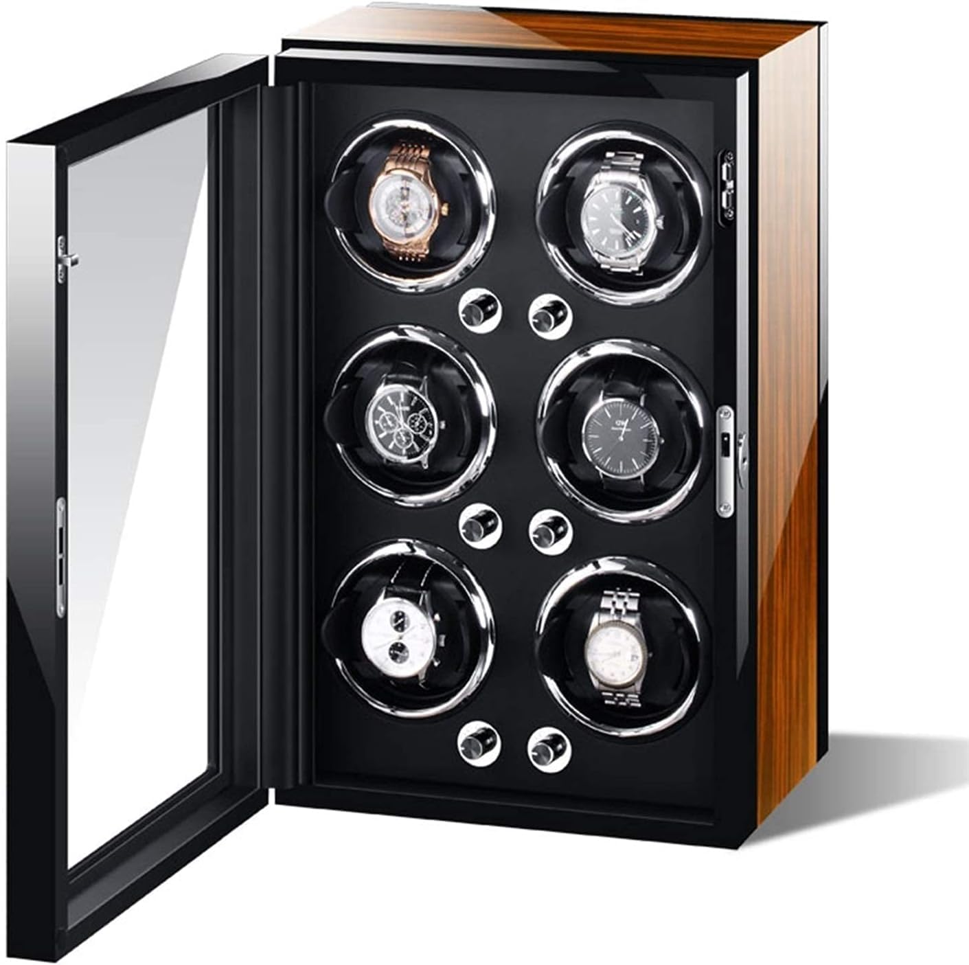 FENOKD Automatic Watch Winder for 4/6/ 9 Watches Adjustable Watch Pillows Light Quiet Motor 4 Rotation Mode Settings