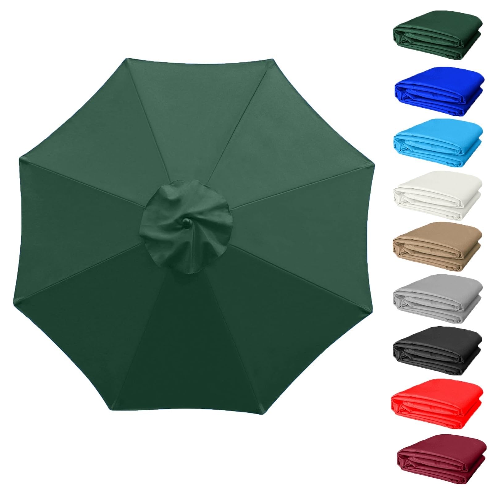 QIQVIV Umbrella Replacement Cloth 6 Arms/8 Arms Replacement Parasol Canopy, Garden Parasol Canopy Cover Replacement Parasol Fabric Cover, 200/270/300cm Canopy(Dark green,(6Rib) 3.0m/118in)