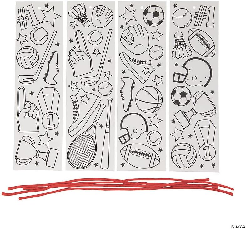 Color Your Own Sports Bookmarks - Bulk Set of 48 - Craft Kits for Kids image 5
