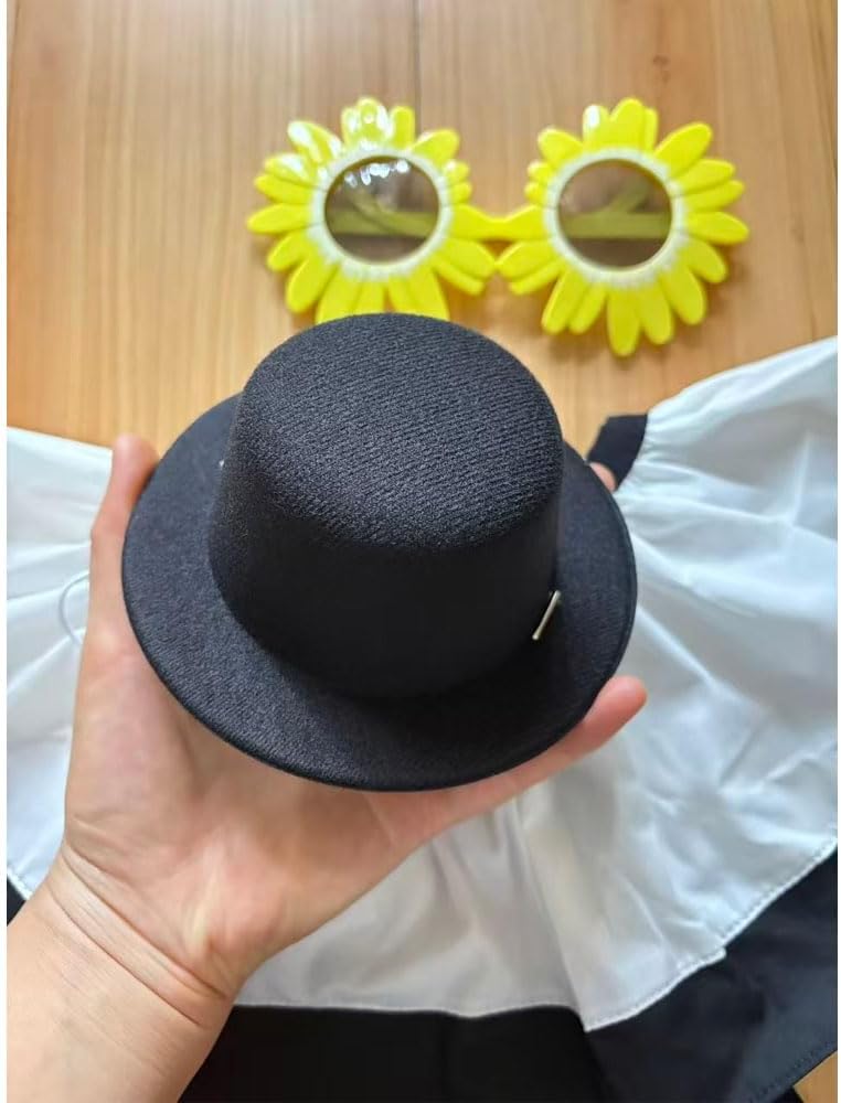 Halloween Scary Horror Art Killer Clown Costume Accessories with Sunflower Glasses Mini Top Hat Black and White Collar for Adults Men Women Cosplay Party