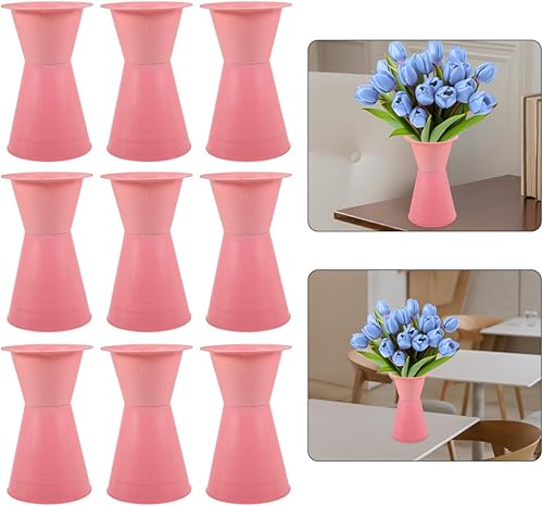 Miniatura 9 de Soporte de ramo de flores de plástico rosa para boda, decoración de eventos y uso de floristería, 10 unidades