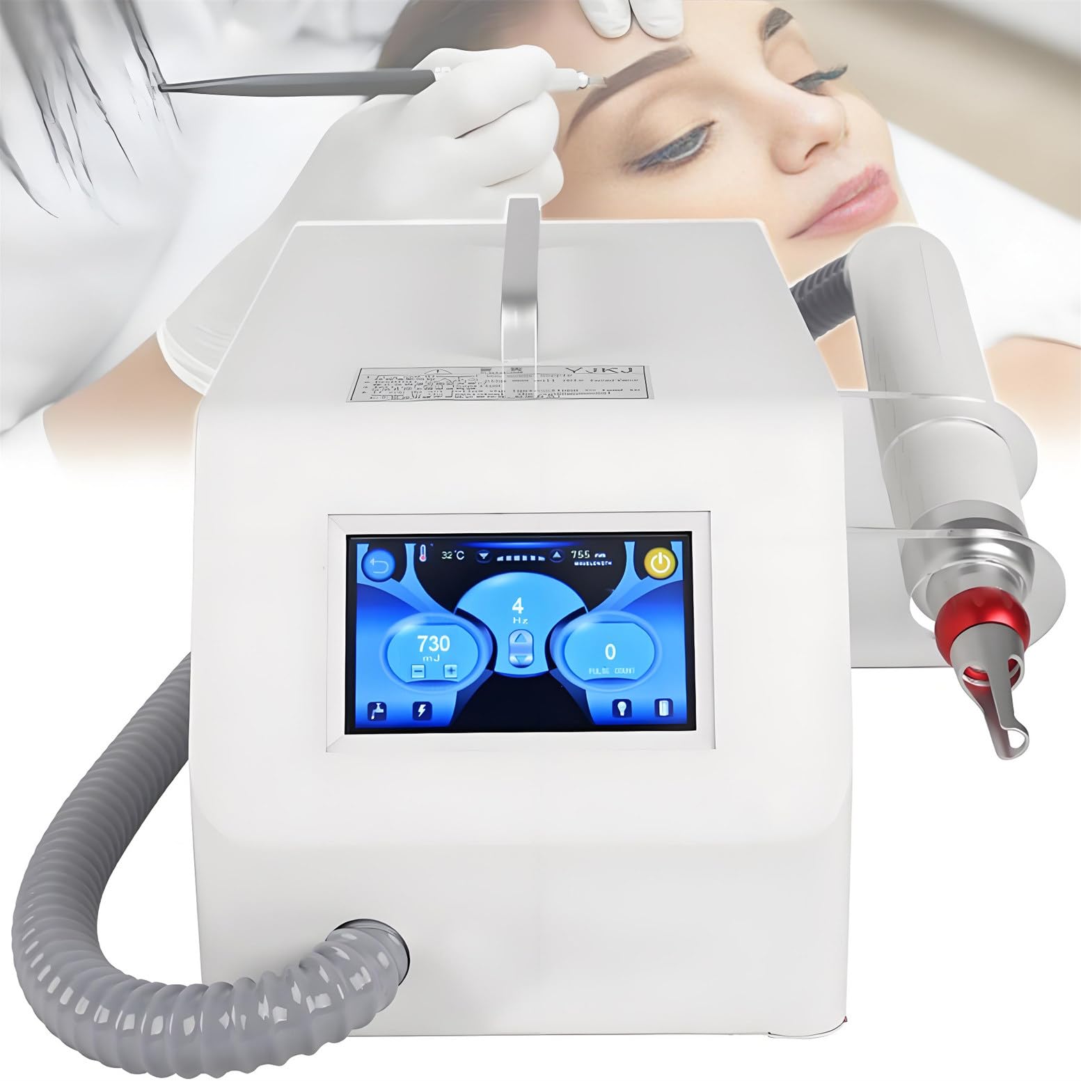 Gyqssd Multicolor Professional Tattoo Removal Machine, Picosecond L-Aser Technology Remove Pigment Black Spots, Skin Whitening Spot Remover, Body Tattoo Eyebrow Tattoo