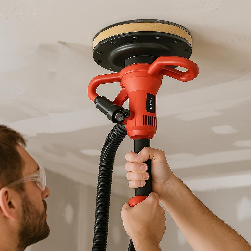 1680W Electric Drywall Sander with Vacuum Attachment, 7-Speed Adjustable Wall Polisher, Portable Dust-Free Sanding Machine for Ceiling, Wall, and Home Renovation