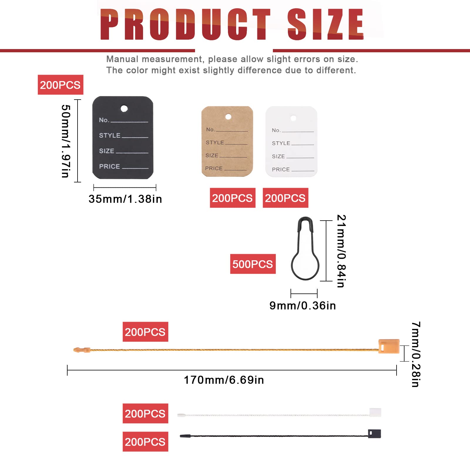 Hilitchi 1700Pcs 1.97" X 1.38" Price Tags with Hang Tag String and Black Pins - Image 2